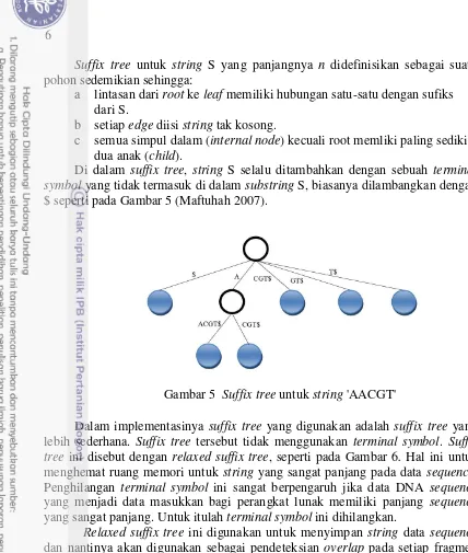 Gambar 5  Suffix tree untuk string 'AACGT' 