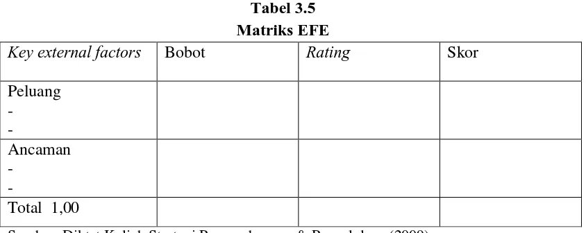 Tabel 3.5 Matriks EFE