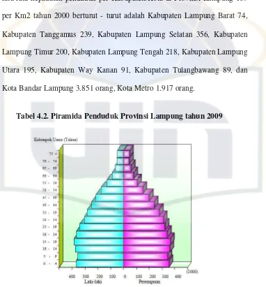 Tabel 4.2. Piramida Penduduk Provinsi Lampung tahun 2009 