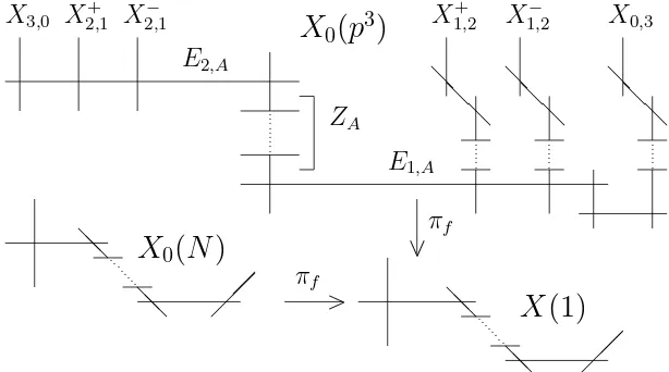 Figure 3: Partial Graph of Semi-Stable Maps from X0(p3) and X0(N) to X(1)