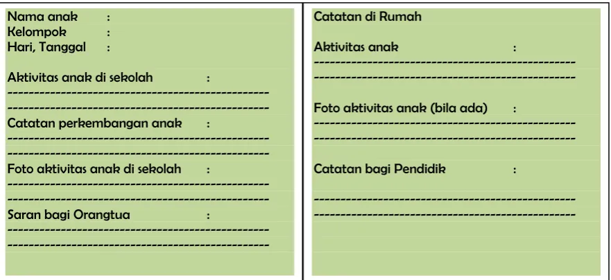 Gambar 9. Contoh Format Buku Penghubung 