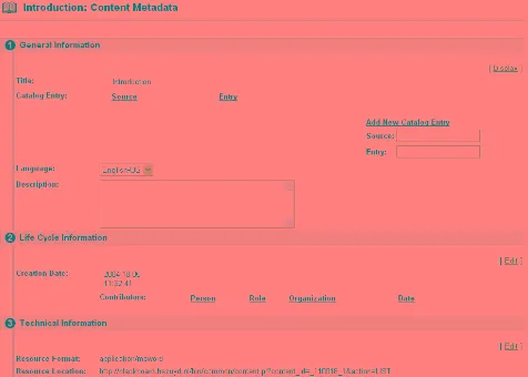 Figure 1: A combination of manually and automatically filled in metadata in the Blackboard LMS 