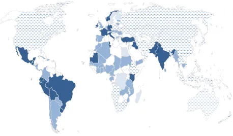 Figure 5. Countries granting equality of treatment with respect to social security (excluding health care) compared to countries which ratified C118 