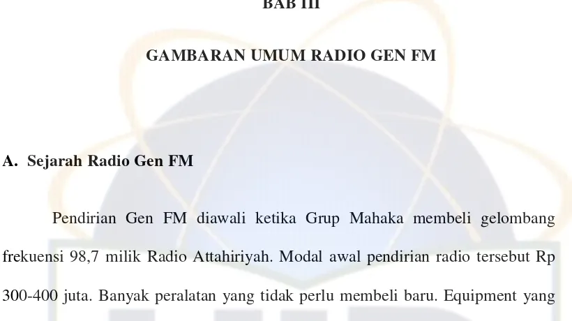 GAMBARAN UMUM RADIO GEN FM  