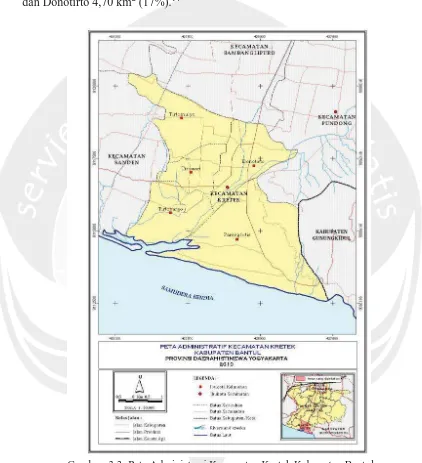 Gambar: 3.3: Peta Administrasi Kecamatan Kretek Kabupaten Bantul
