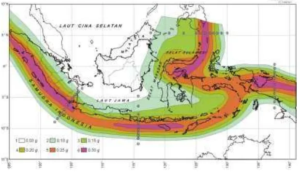 Gambar 2.3 Pembagian wilayah gempa di Indonesia 
