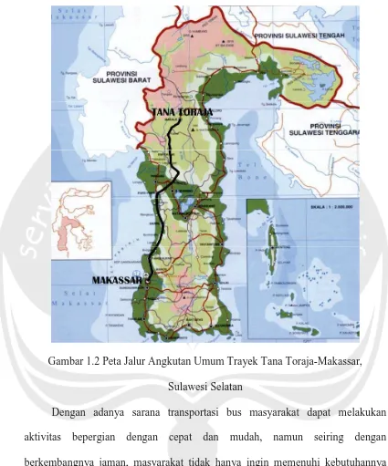 Gambar 1.2 Peta Jalur Angkutan Umum Trayek Tana Toraja-Makassar,