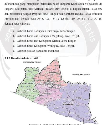 Gambar 3. 1 Peta Wilayah Administratif Provinsi DIY 