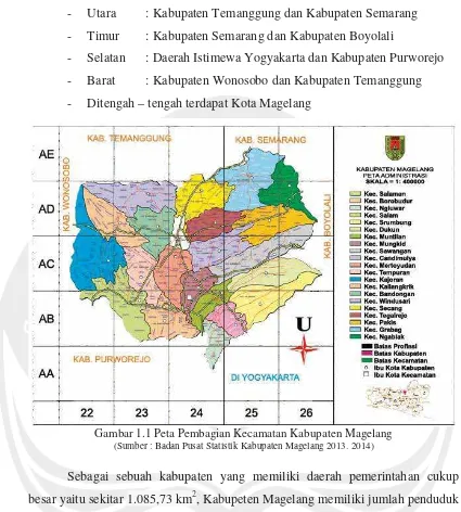 Gambar 1.1 Peta Pembagian Kecamatan Kabupaten Magelang 