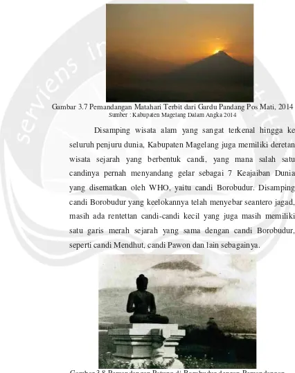 Gambar 3.8 Pemandangan Patung di Borobudur dengan Pemandangan Gunung Tidar, 2013 