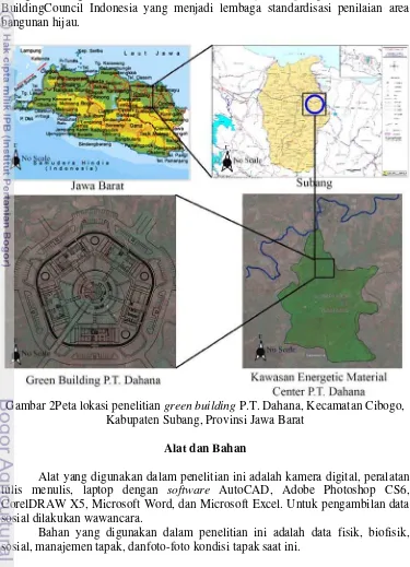 Gambar 2Peta lokasi penelitian green building P.T. Dahana, Kecamatan Cibogo, 