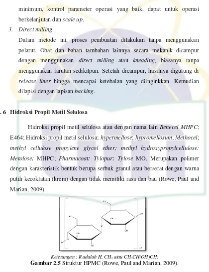 Gambar 2.5 Struktur HPMC (Rowe, Paul and Marian, 2009). 