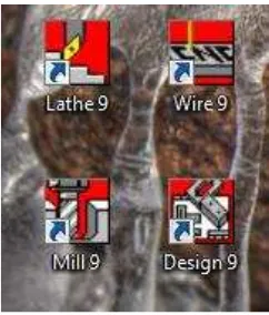 Gambar 1.1. Program Mastercam untuk Design 9, Lathe 9, Mill 9 dan Wire 9 