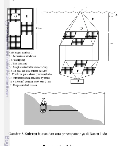 Gambar 3. Substrat buatan dan cara penempatannya di Danau Lido 