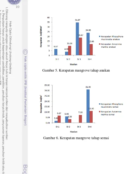 Gambar 6. Kerapatan mangrove tahap semai 