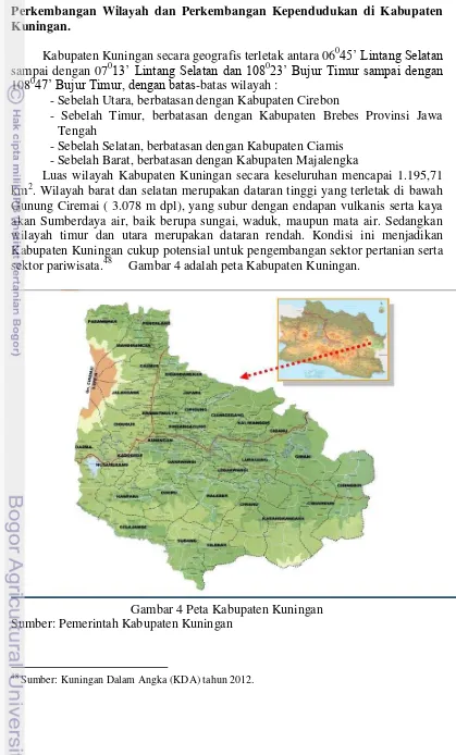 Gambar 4 adalah peta Kabupaten Kuningan. 
