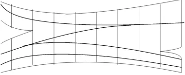 Figure 6: The train track in bold lines is carried by the train track whose regularneighborhood is represented.