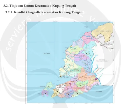 Gambar 7. Peta Administrasi Kabupaten Sumber: Badan Perencanaan Pembangunan Daerah Kabupaten Kupang Kupang 