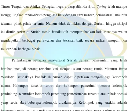 Gambaran konflik yang terjadi antara pemerintah Suriah dan pihak oposisi 