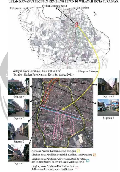 Gambar 3. Lokasi Zona Penelitian Koridor Jalan Panggung (Sumber: Analisis peneliti, 2014) 