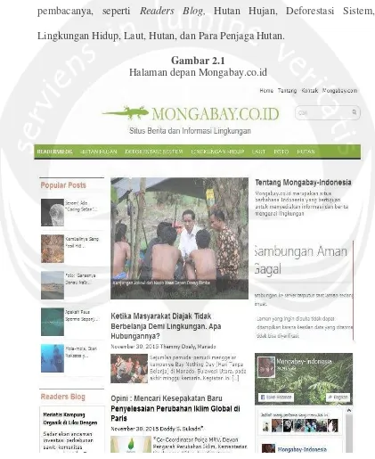 Gambar 2.1 Halaman depan Mongabay.co.id 