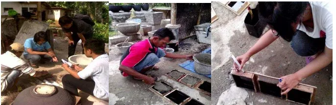 Gambar 1 Pembuatan balok uji struktur dan cetakannnya 