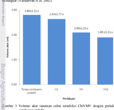Gambar 3 Volume akar tanaman cabai terinfeksi ChiVMV dengan perlakuan 