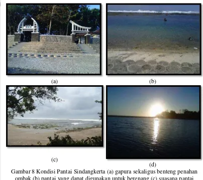 Gambar 8 Kondisi Pantai Sindangkerta (a) gapura sekaligus benteng penahan 