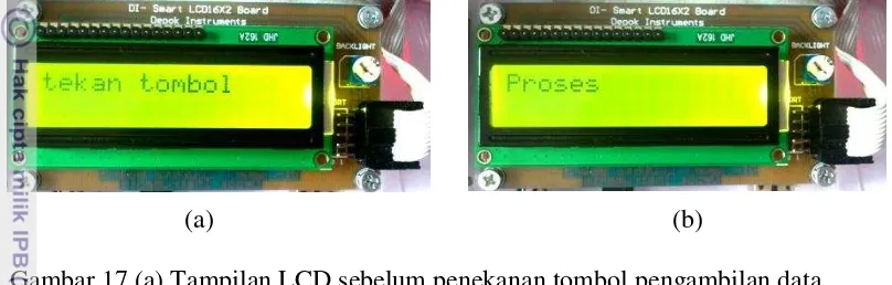 Gambar 17 (a) Tampilan LCD sebelum penekanan tombol pengambilan data  