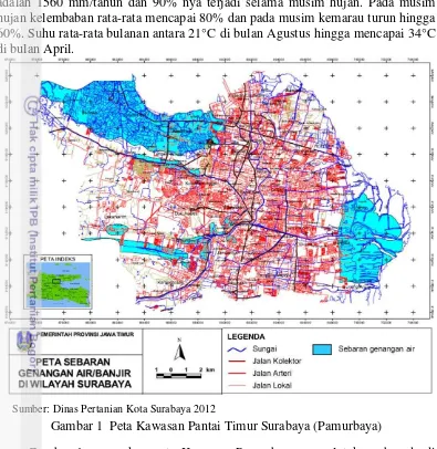 Gambar 1  Peta Kawasan Pantai Timur Surabaya (Pamurbaya) 