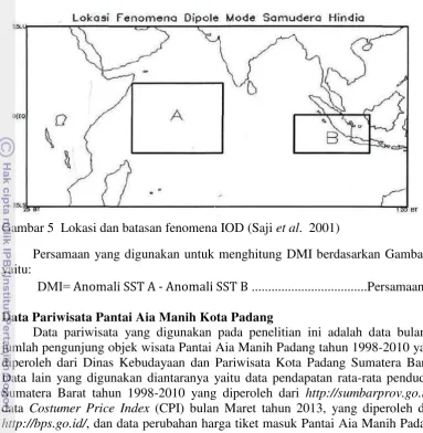 Gambar 5  Lokasi dan batasan fenomena IOD (Saji et al.  2001) 