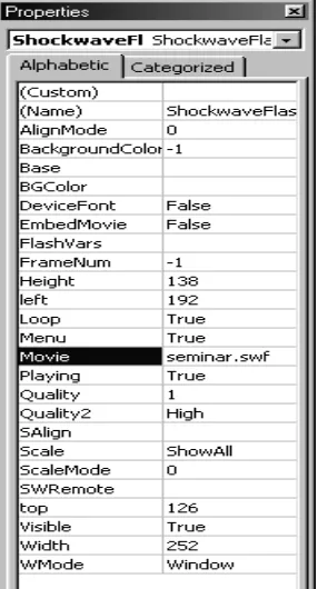 Gambar 4. Properties Shockwave Flash Object. 