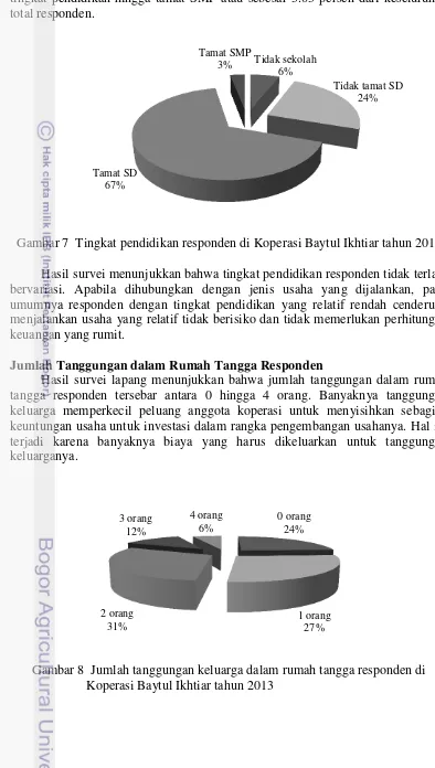 Gambar 7  Tingkat pendidikan responden di Koperasi Baytul Ikhtiar tahun 2013 