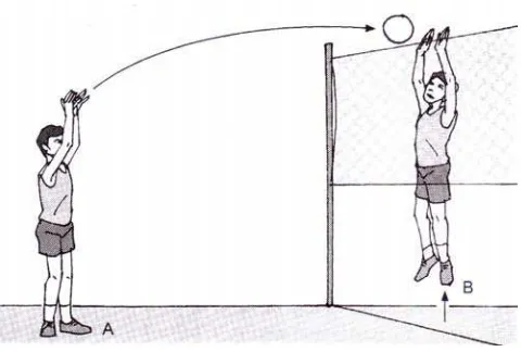 Gambar 15. Latihan Membendung Bola Dilempar Teman (Roji, 2004: 16) 
