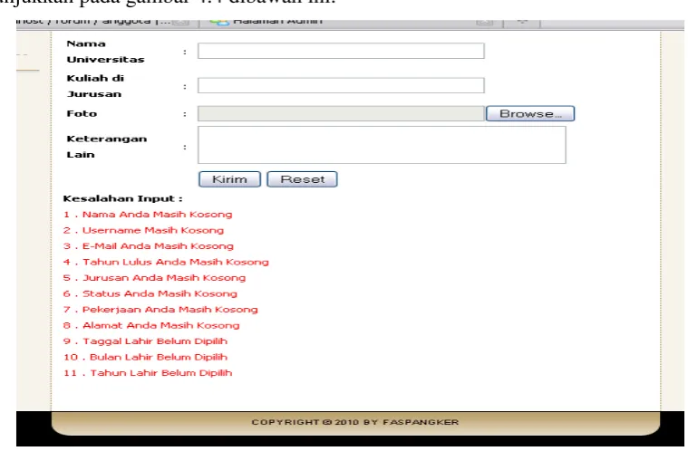 Gambar 4.3 Peringatan input kosong 
