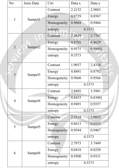 Tabel 5. 9 Hasil GLCM Dokumen Bukti Karakter “N” 