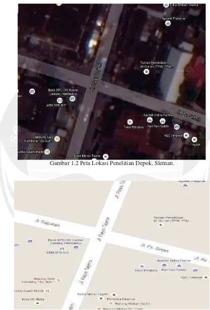 Gambar 1.2 Peta Lokasi Penelitian Depok, Sleman. 