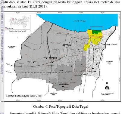 Gambar 6. Peta Topografi Kota Tegal 