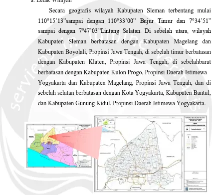 Gambar 4.2 Peta Orientasi Wilayah dan Administratif Kab. Sleman Sumber : BAPPEDA DI Yogyakarta,2012 
