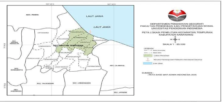 Gambar 3.1 Peta Lokasi Penelitian Kecamatan Tempuran