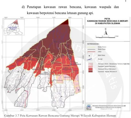 Gambar 3.7 Peta Kawasan Rawan Bencana Gunung Merapi Wilayah Kabupaten Sleman 