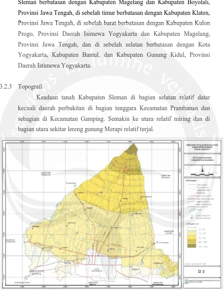 Gambar 3.2 Peta Ketinggian Wilayah Kabupaten Sleman 