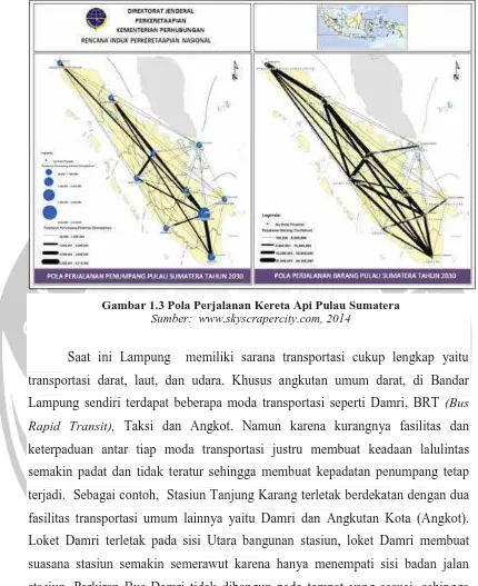 Gambar 1.3 Pola Perjalanan Kereta Api Pulau Sumatera Sumber:  www.skyscrapercity.com, 2014 
