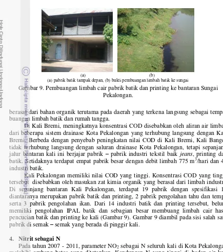 Gambar 9. Pembuangan limbah cair pabrik batik dan printing ke bantaran Sungai 