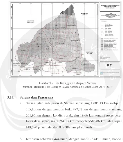 Gambar 3.5. Peta Ketinggian Kabupaten Sleman 
