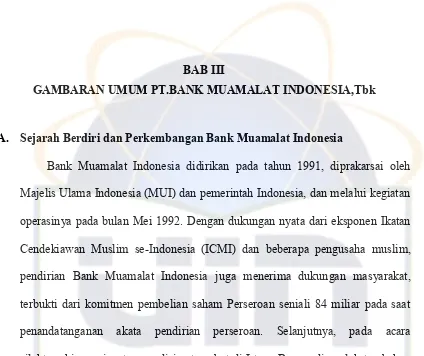 GAMBARAN UMUM PT.BANK MUAMALAT INDONESIA,Tbk