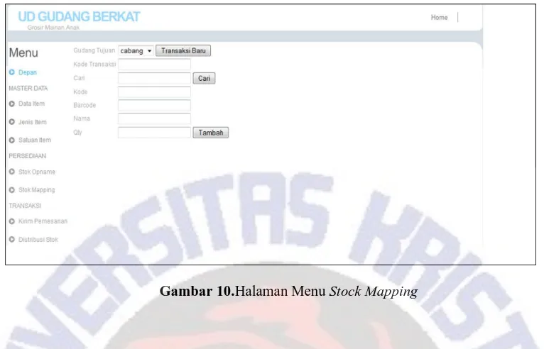 Gambar 10.Halaman Menu Stock Mapping 