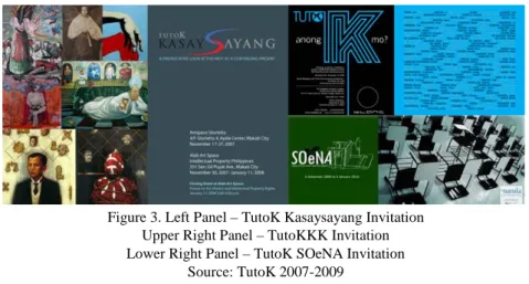 Figure 3. Left Panel – TutoK Kasaysayang Invitation Upper Right Panel – TutoKKK Invitation 