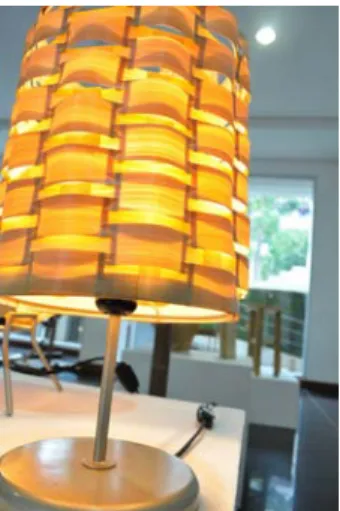 Figure 3. A lighting shade made of veneerboo, designed on behalf of the research team,  being exhibited at ITB in March 2010 