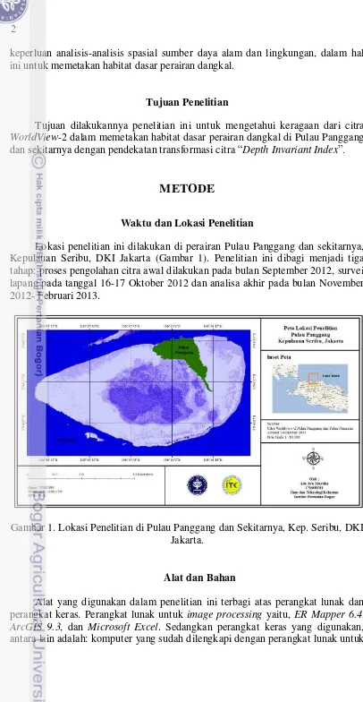 Gambar 1. Lokasi Penelitian di Pulau Panggang dan Sekitarnya, Kep. Seribu, DKI 